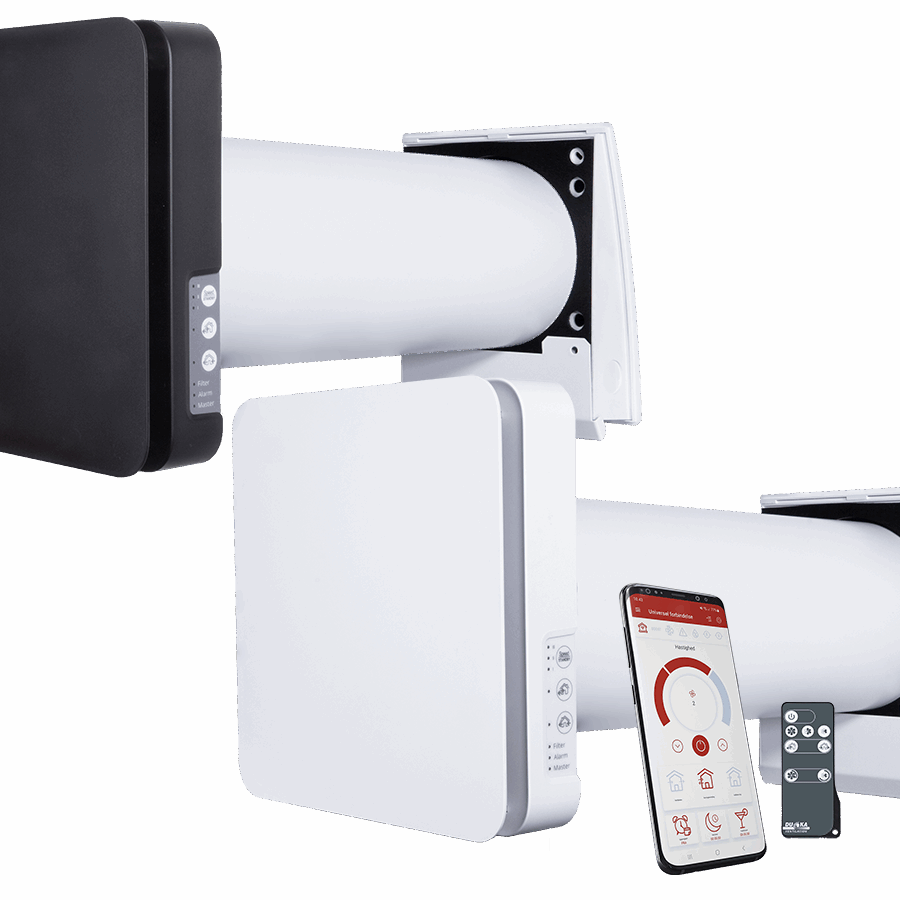 DUKA One Pro 50 S Wi-Fi i Sort og hvid med appstyring og fjernbetjening